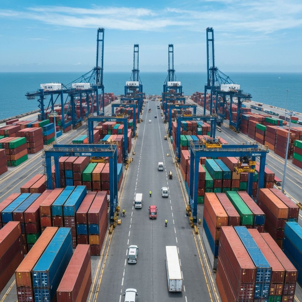 Port container handling and logistics
